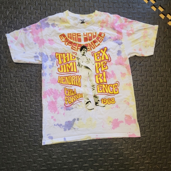 authentic hendrix Tops - Jimi Hendrix Tie-Dye Graphic Band T-Shirt